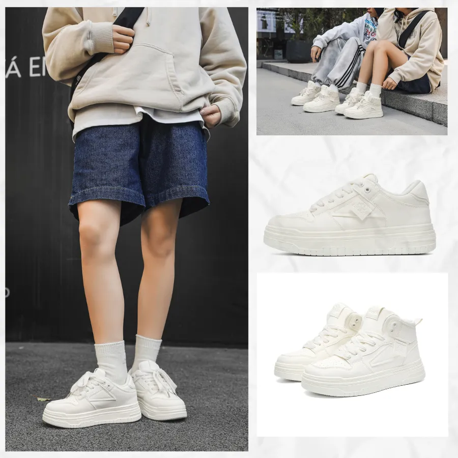 Ảnh Giày thể thao sneaker nam nữ Enter Dragon De Monaco Full White 2025 (2 Phiên bản cổ thấp và cổ cao ) 1