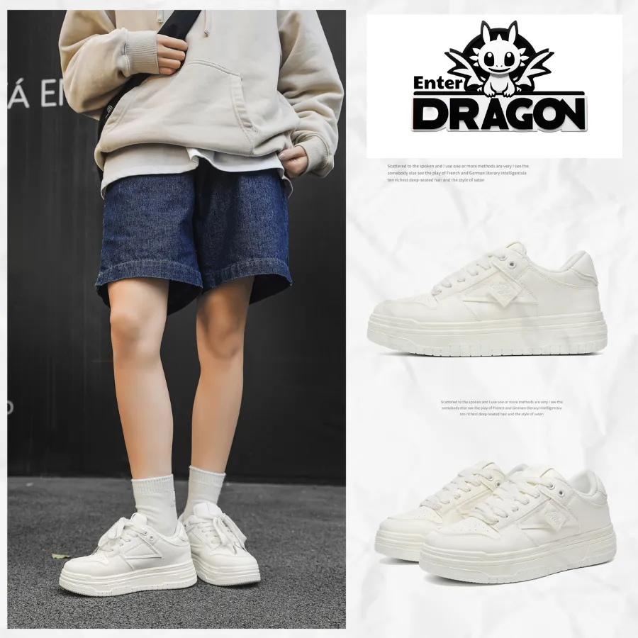 Ảnh Giày thể thao sneaker nam nữ Enter Dragon De Monaco Full White 2025 (2 Phiên bản cổ thấp và cổ cao ) 4