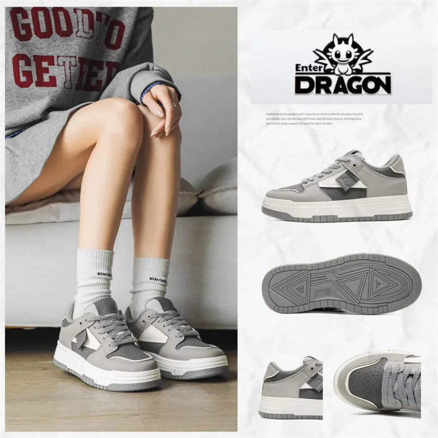 Ảnh Giày thể thao sneaker nam nữ Enter Dragon De Monaco Gray 2025 (2 Phiên bản cổ thấp và cổ cao ) 3