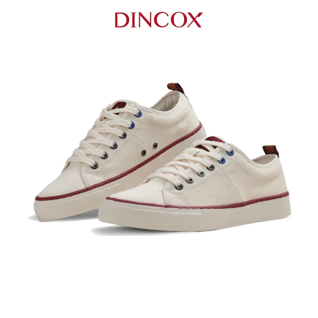 Ảnh Giày Vải Canvas Đế Bằng Sneaker Nam Nữ C40 Trắng Kem Dincox 2
