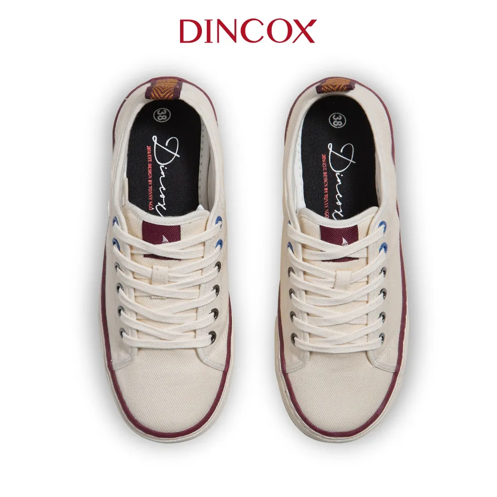 Ảnh Giày Vải Canvas Đế Bằng Sneaker Nam Nữ C40 Trắng Kem Dincox 4