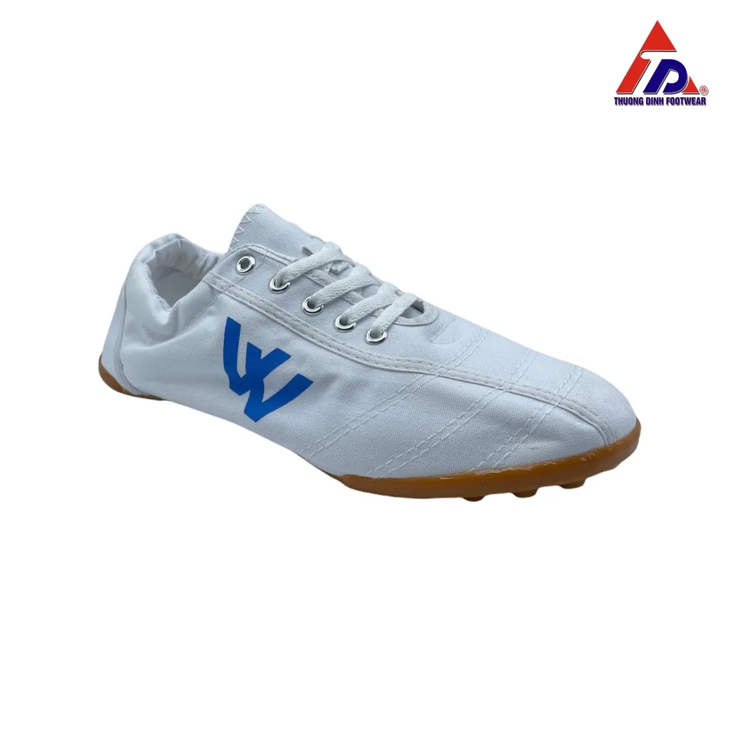 Ảnh Giầy vải Thượng Đình có đinh bảo hộ đá bóng BD05 - Màu trắng xanh 3