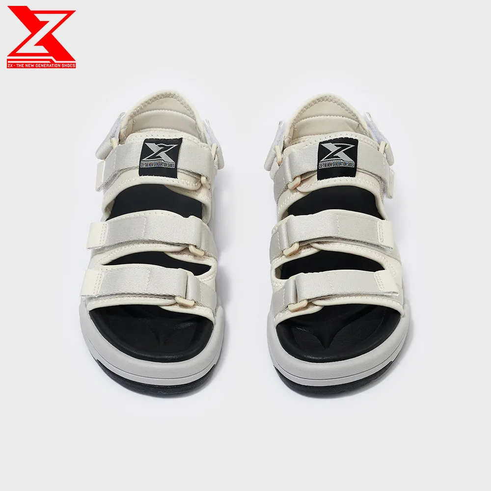Ảnh Giày xăng-đan nữ ZX unisex Shoes 3128 Cream Black 3 quai có thể tháo quai sau 1