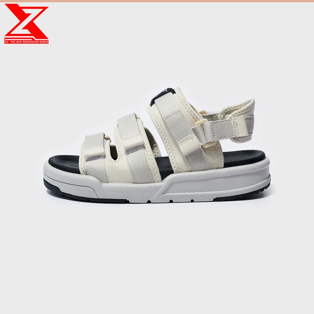 Ảnh Giày xăng-đan nữ ZX unisex Shoes 3128 Cream Black 3 quai có thể tháo quai sau 2