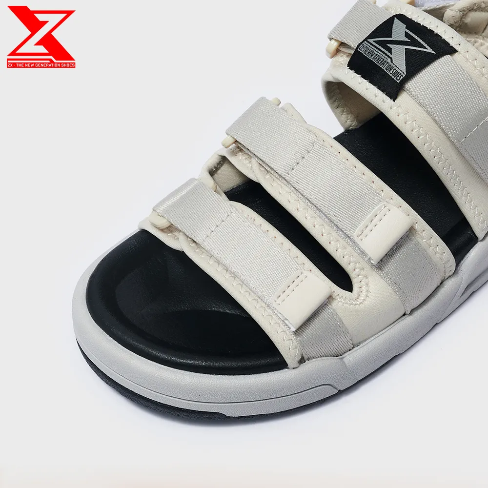 Ảnh Giày xăng-đan nữ ZX unisex Shoes 3128 Cream Black 3 quai có thể tháo quai sau 3