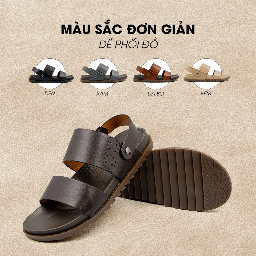 Ảnh -Giày/Dép Sandal Nam Da Bò Nappa Đế có Rãnh Chống Trượt TMS30202 4