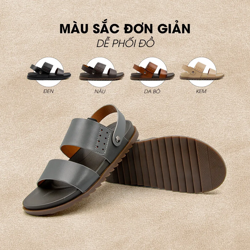 Ảnh -Giày/Dép Sandal Nam Da Bò Nappa Đế có Rãnh Chống Trượt TMS30200 4