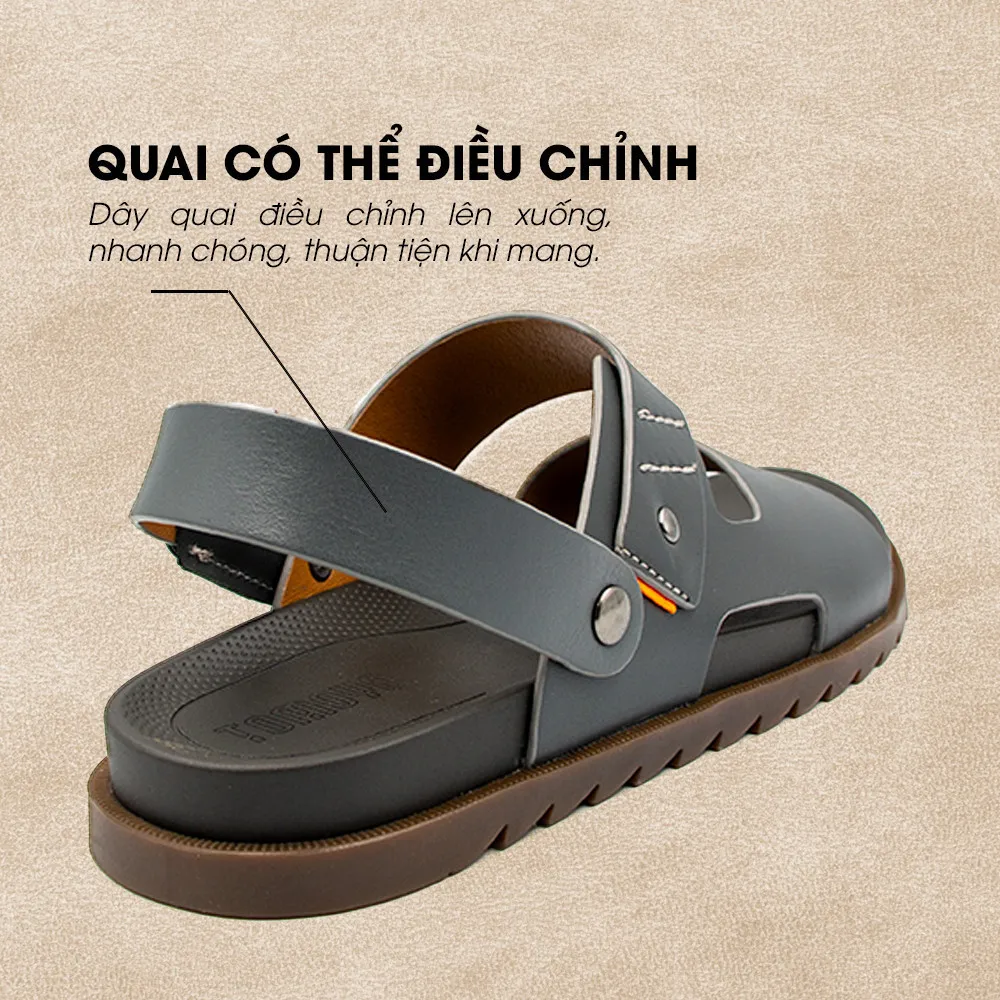 Ảnh -Giày/Dép Sandal Nam Da Bò Nappa Đế có Rãnh Chống Trượt TMS30100 2
