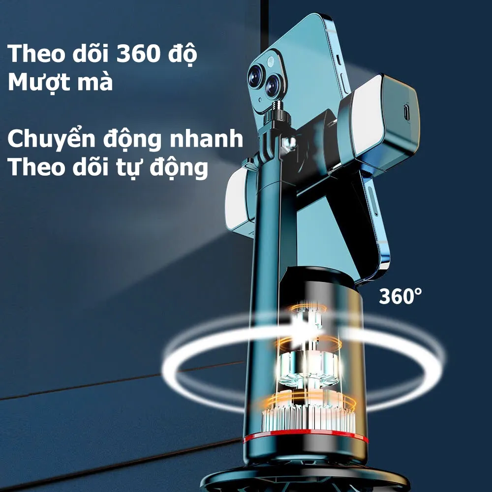 Ảnh Gimbal Điện Thoại Q02 Tự Xoay 360 Độ Theo Người, Chân Quay Chống Rung Để Quay Video Vlog Livestream Chụp Ảnh - HOLOCOM 2