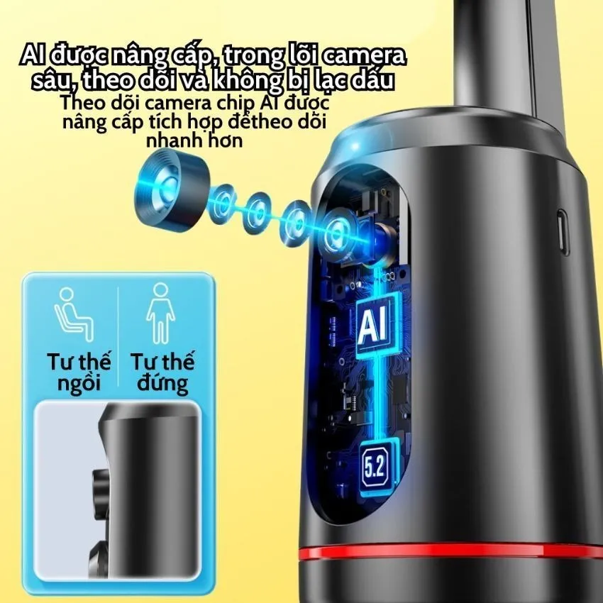 Ảnh Gimbal Điện Thoại Q02 Tự Xoay 360 Độ Theo Người, Chân Quay Chống Rung Để Quay Video Vlog Livestream Chụp Ảnh - HOLOCOM 3