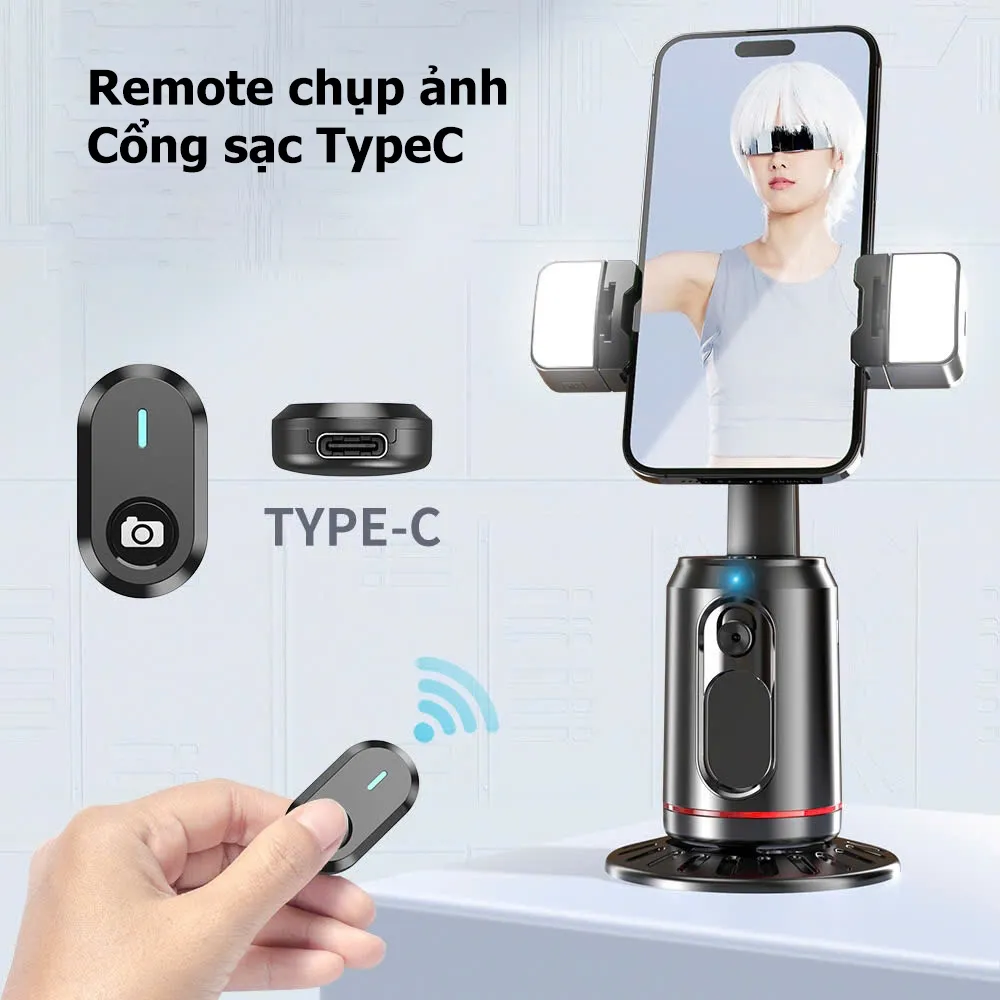 Ảnh Gimbal Điện Thoại Q02 Tự Xoay 360 Độ Theo Người, Chân Quay Chống Rung Để Quay Video Vlog Livestream Chụp Ảnh - HOLOCOM 4