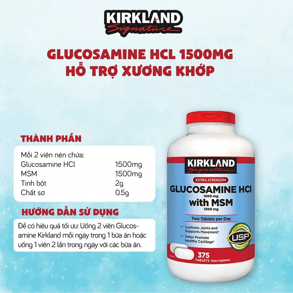 Ảnh Glucosamine HCL và MSM Kirkland Signature hỗ trợ xương khớp 375v và glucosamine 1500mg blackmores 2