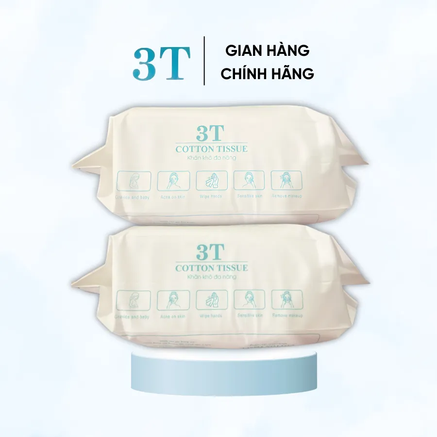 Ảnh Gói 100 Tờ Khăn Khô Lau Mặt Đa Năng 3T Pharma Dùng 1 Lần 1
