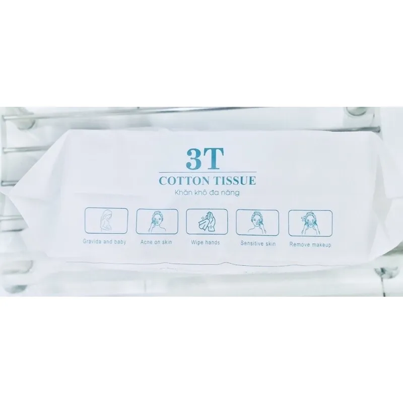 Ảnh Gói 100 Tờ Khăn Khô Lau Mặt Đa Năng 3T Pharma Dùng 1 Lần 3