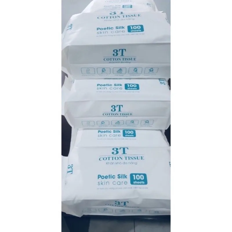 Ảnh Gói 100 Tờ Khăn Khô Lau Mặt Đa Năng 3T Pharma Dùng 1 Lần 4