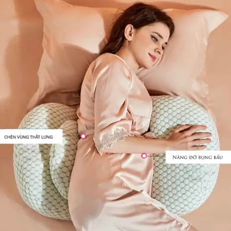 Ảnh Gối Bầu Cánh Tiên Sợi Tre, Nhung Tăm Organic Cao Cấp KidsWorld Hỗ Trợ Giảm Đau Lưng Cho Mẹ Bầu 4