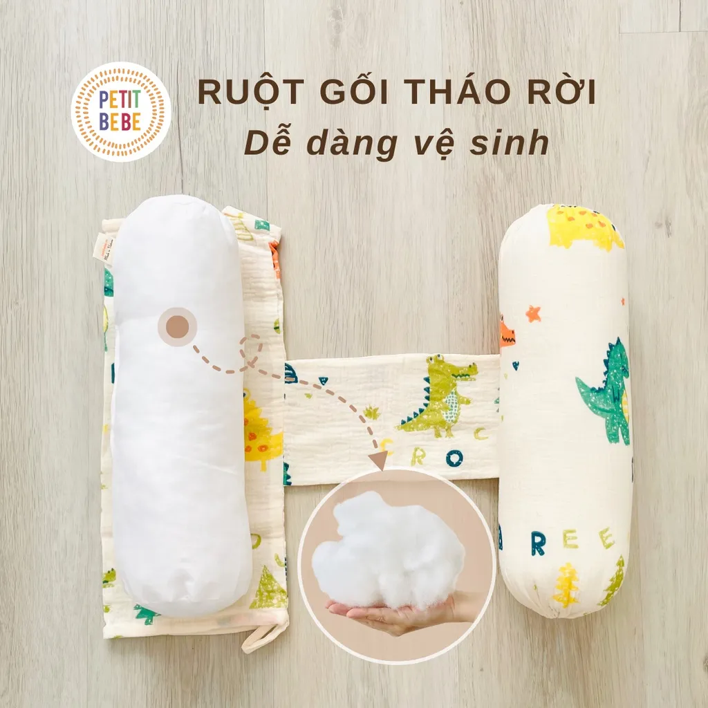 Ảnh Gối chặn cho bé sơ sinh PETIT BEBE muslin thoáng khí giúp trẻ ngủ ngon chống giật mình 2