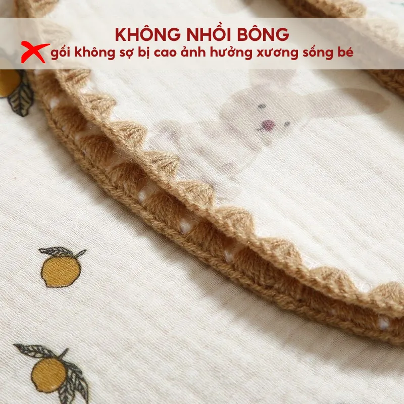 Ảnh Gối Cho Bé Sơ Sinh 0–3 Tháng Tuổi IQKAO Vải Muslin Mềm Mịn An Toàn Cho Bé Trai Bé Gái Họa Tiết Dễ Thương, Không Kích Ứng 2