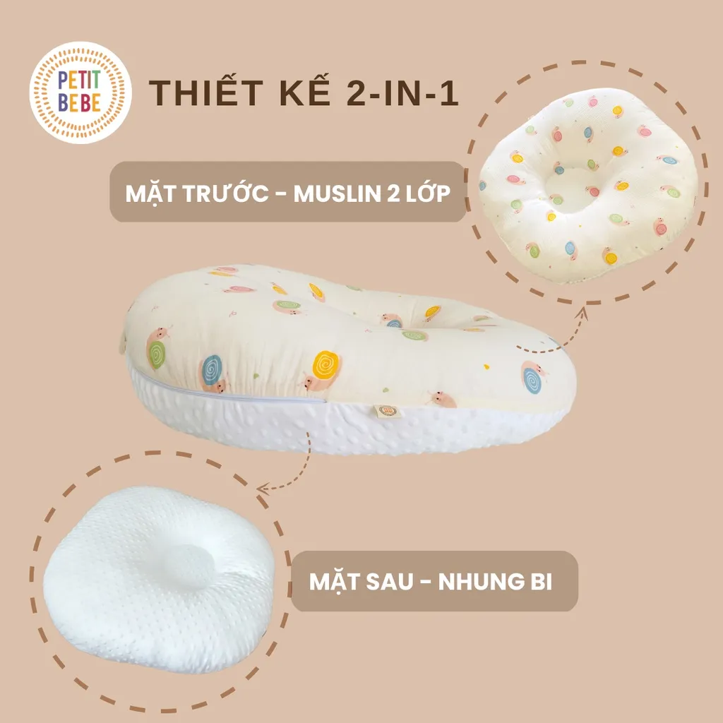 Ảnh Gối chống trào ngược cho bé Petit Bebe muslin thoáng mát an toàn cho trẻ sơ sinh nhiều họa tiết 4