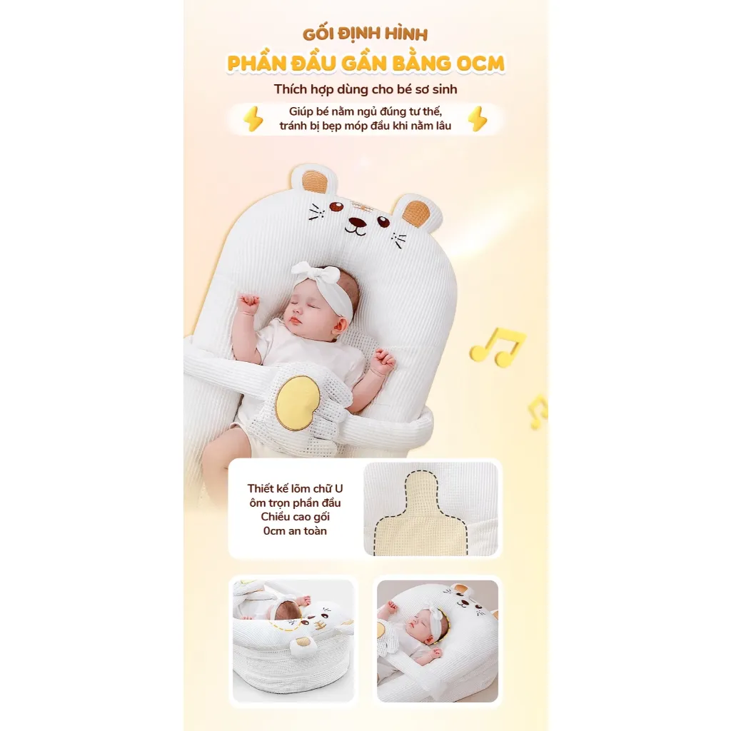 Ảnh Gối chống trào ngược cho bé Hổ vàng Chilux - Thiết kế 3 nấc nghiêng tùy chỉnh, gối định hình 3