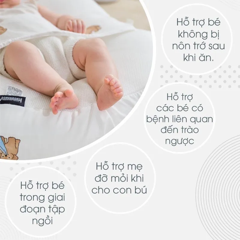 Ảnh Gối Chống Trào Ngược Kidworlds Bunny Đệm Chống Trào Ngược Xô Muslin Trần Bông Organic Cho Bé Sơ Sinh 3