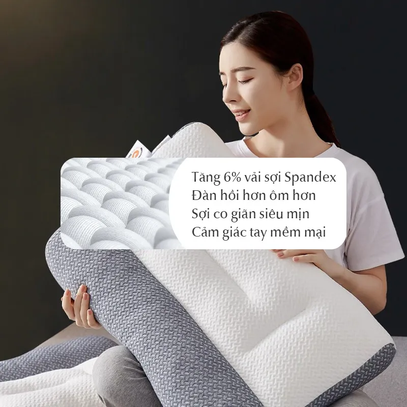 Ảnh Gối công thái học Dofia chống đau mỏi cổ vai gáy Dofia sợi bông 3d êm ái DF-P001A 3