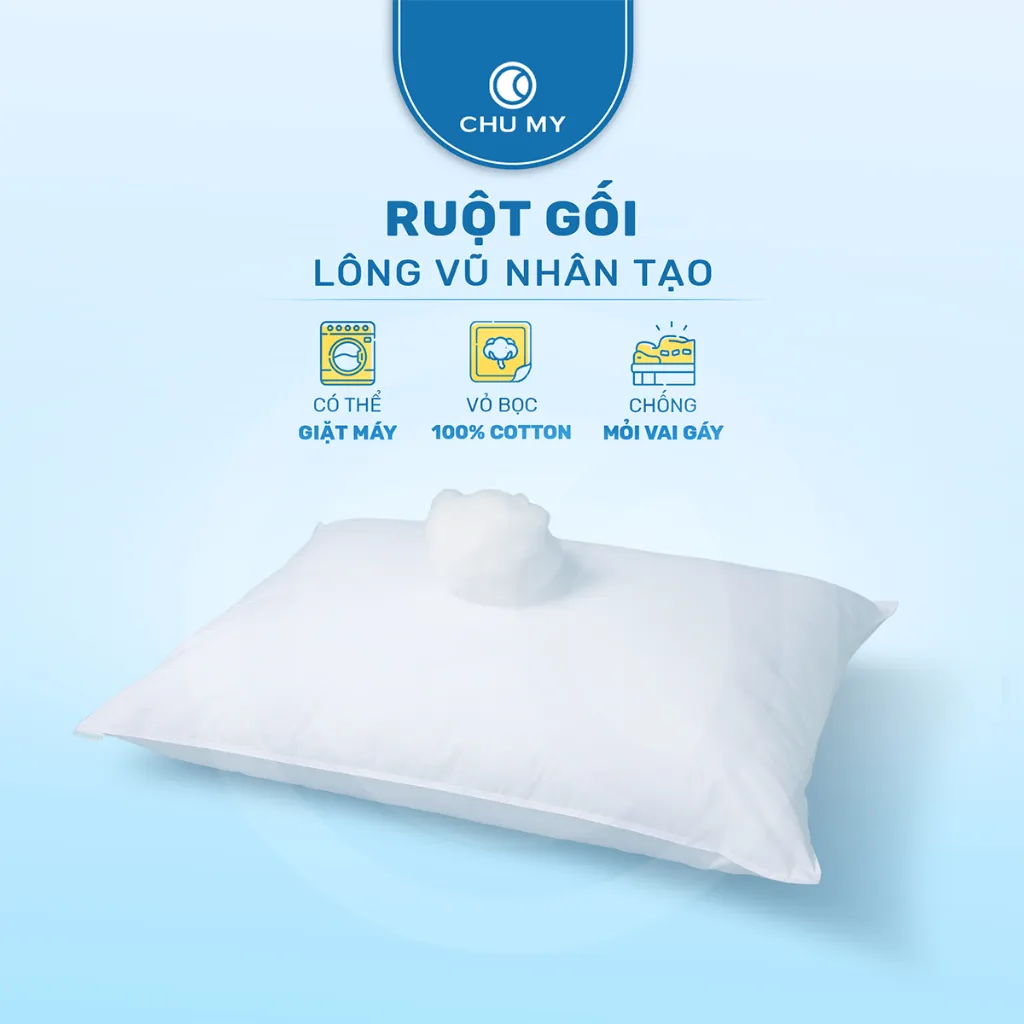 Ảnh Gối khách sạn CHU MY, êm ái bồng bềnh, vỏ cotton tự nhiên cao cấp 1