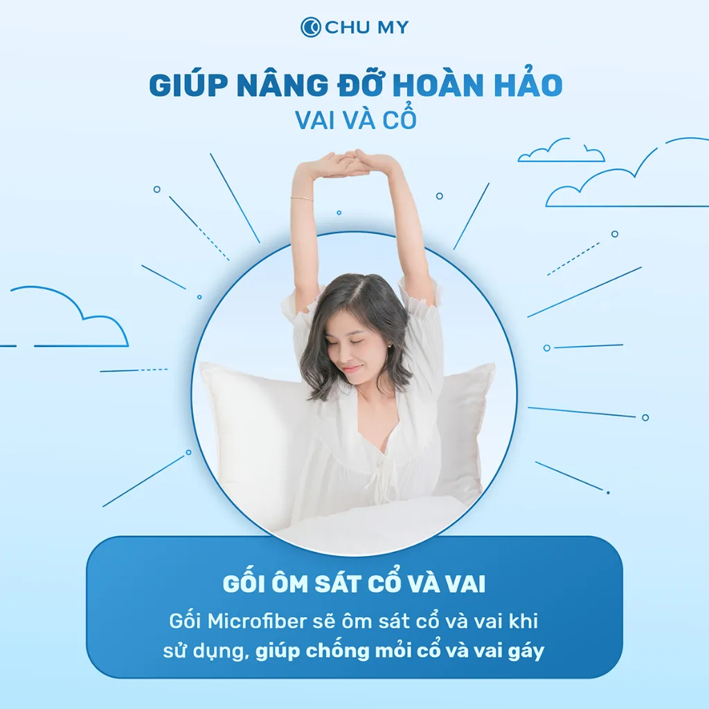 Ảnh Gối khách sạn CHU MY, êm ái bồng bềnh, vỏ cotton tự nhiên cao cấp 2
