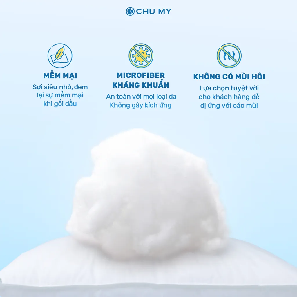 Ảnh Gối khách sạn CHU MY, êm ái bồng bềnh, vỏ cotton tự nhiên cao cấp 3