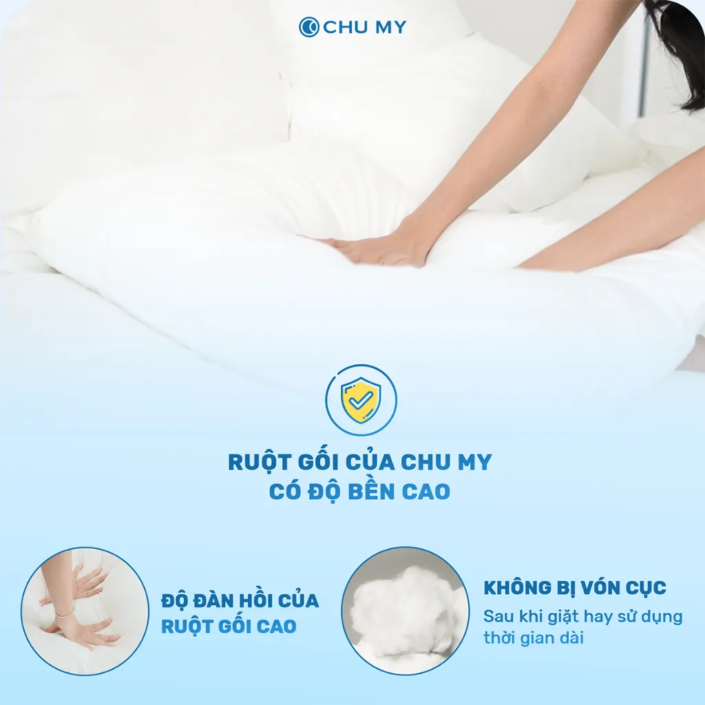 Ảnh Gối khách sạn CHU MY, êm ái bồng bềnh, vỏ cotton tự nhiên cao cấp 4