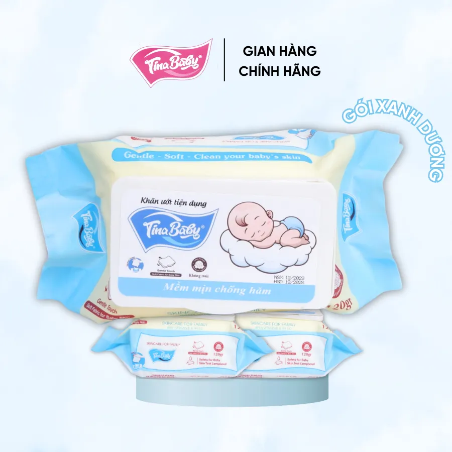 Ảnh Gói Khăn Ướt Em Bé Không Mùi TINA BABY 120Gram An Toàn Cho Da Nhạy Cảm 3