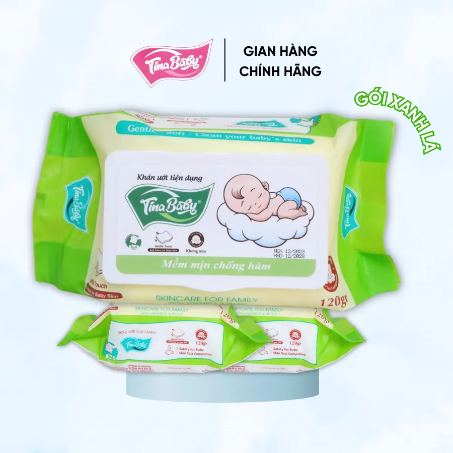 Ảnh Gói Khăn Ướt Em Bé Không Mùi TINA BABY 120Gram An Toàn Cho Da Nhạy Cảm 4
