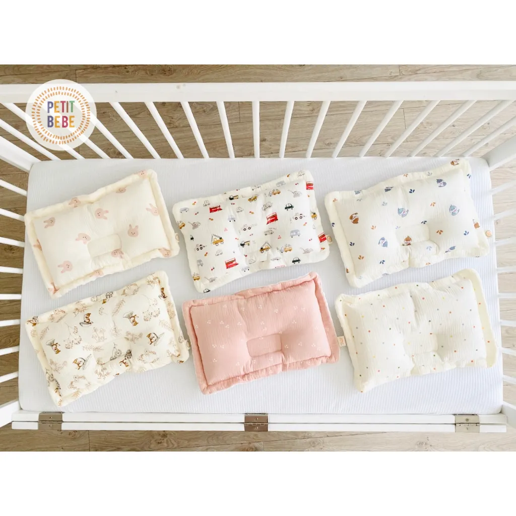 Ảnh Gối lõm chống bẹp đầu chữ nhật PETIT BEBE muslin thấm hút thoáng khí cho bé từ 3 tháng tuổi 2