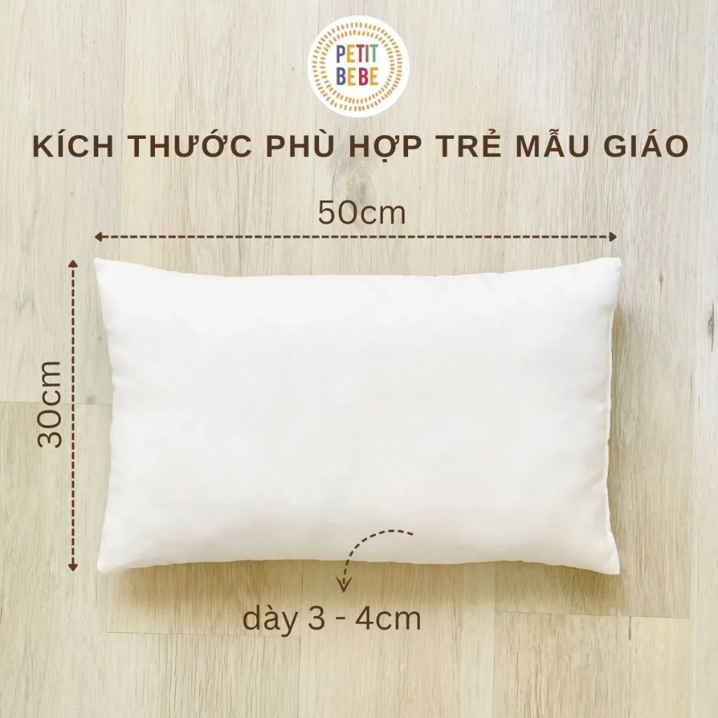 Ảnh Gối nằm cho bé mẫu giáo tiểu học muslin Petit Bebe 30x50cm mềm mát thoáng khí 3