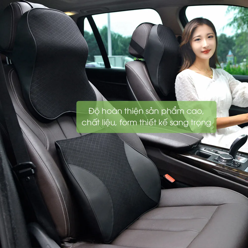 Ảnh Gối tựa đầu ô tô cao su non, kê cổ tựa lưng ghế oto, massage vai gáy phụ kiện xe hơi Tâm Luân 3