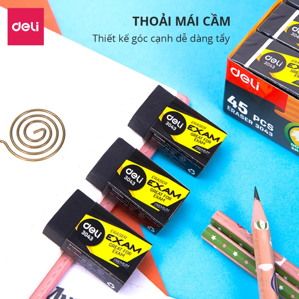 Ảnh Gôm Tẩy Chì 2B / 4B Deli Màu Đen Tẩy Sạch Ít Vụn Tẩy Nhỏ Gọn - Phù Hợp Học Sinh, Sinh Viên, Văn Phòng Vẽ Thi Trắc Nghiệm 4