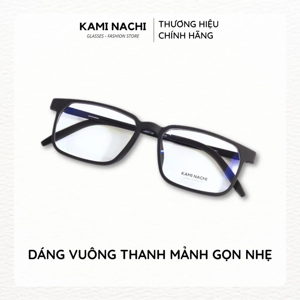 Ảnh Gọng kính Titanium đen nhám dáng vuông thanh mảnh KAMI NACHI phong cách tối giản vuông Size L 3