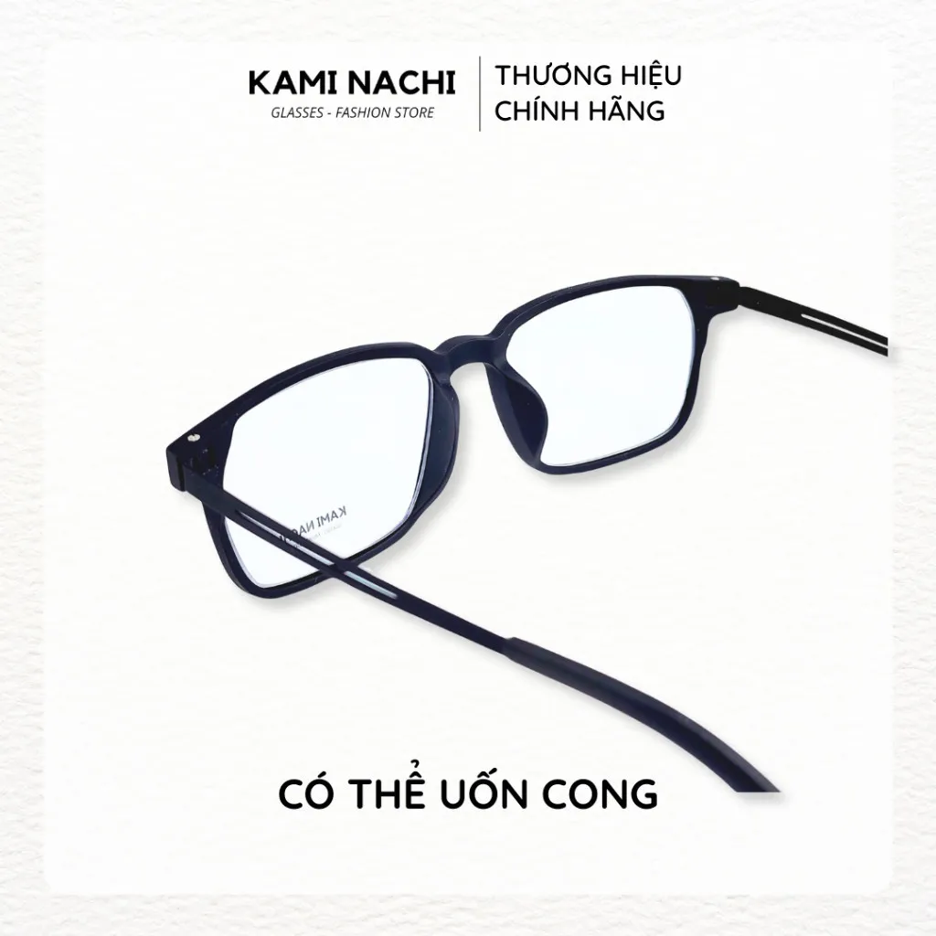 Ảnh Gọng kính Titanium đen nhám dáng vuông thanh mảnh KAMI NACHI phong cách tối giản vuông Size L 4