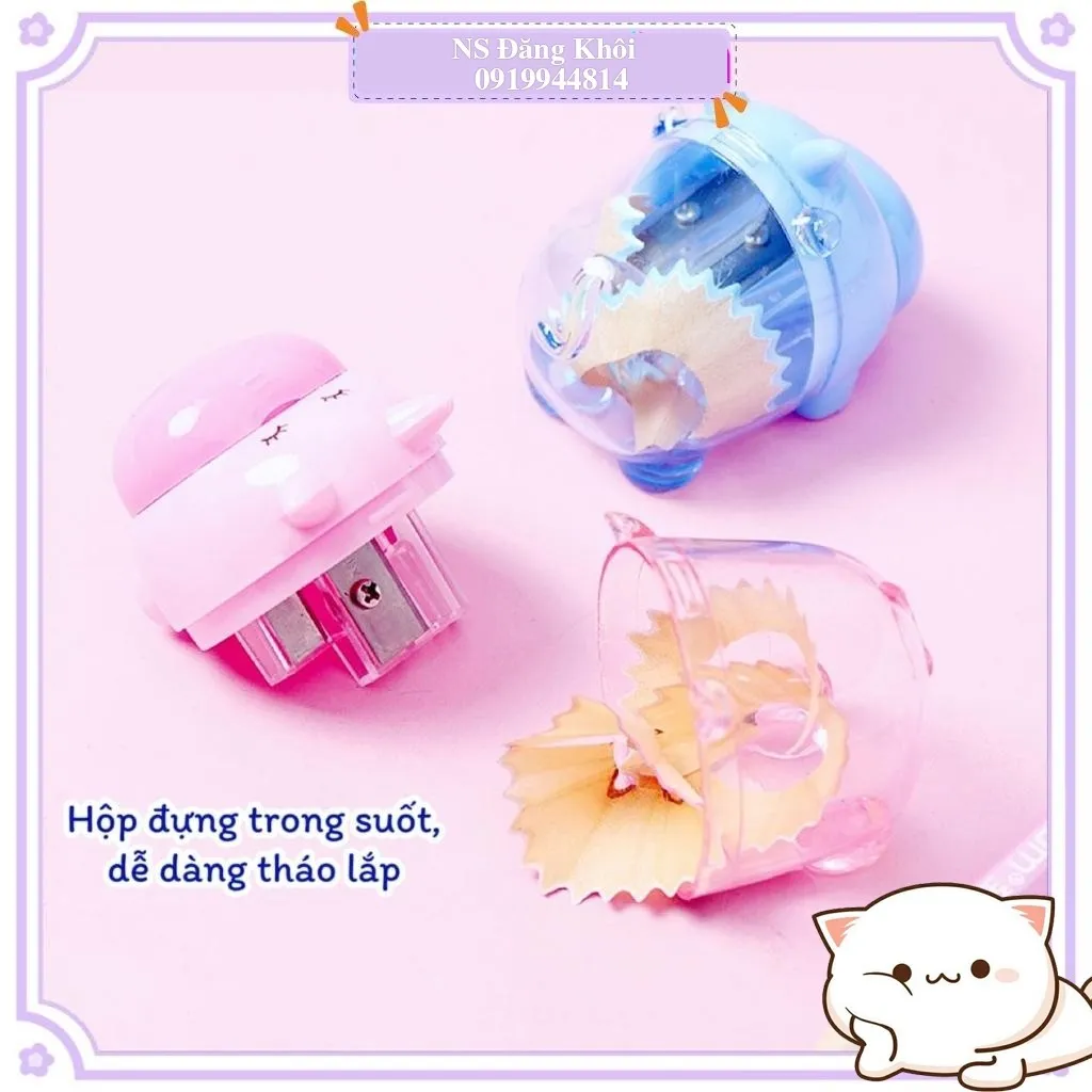 Ảnh Gọt bút chì, chuốt bút chì hoạt hình, nhỏ gọn tiện lợi cho học sinh - Lưỡi thép không gỉ, sắc bé 1