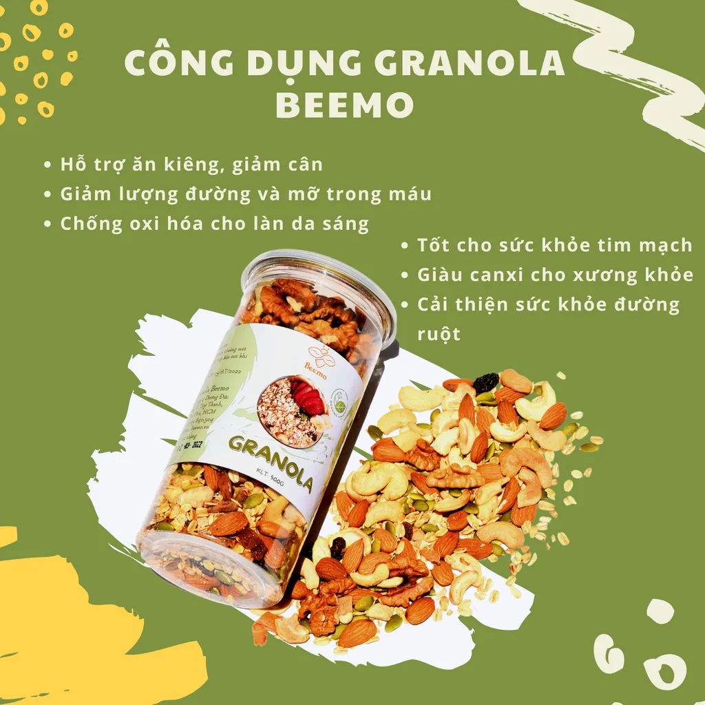 Ảnh Granola yến mạch mix 7 loại hạt dinh dưỡng, ngũ cốc ăn kiêng giảm cân Beemo 4