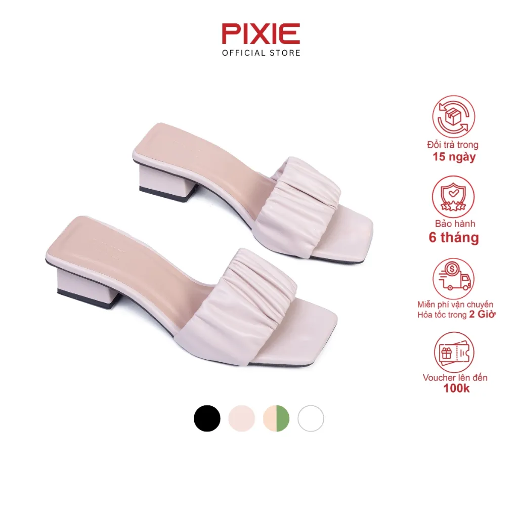 Ảnh Guốc Cao Gót Nữ 3cm Quai Bèo Nhún Pixie X952 1