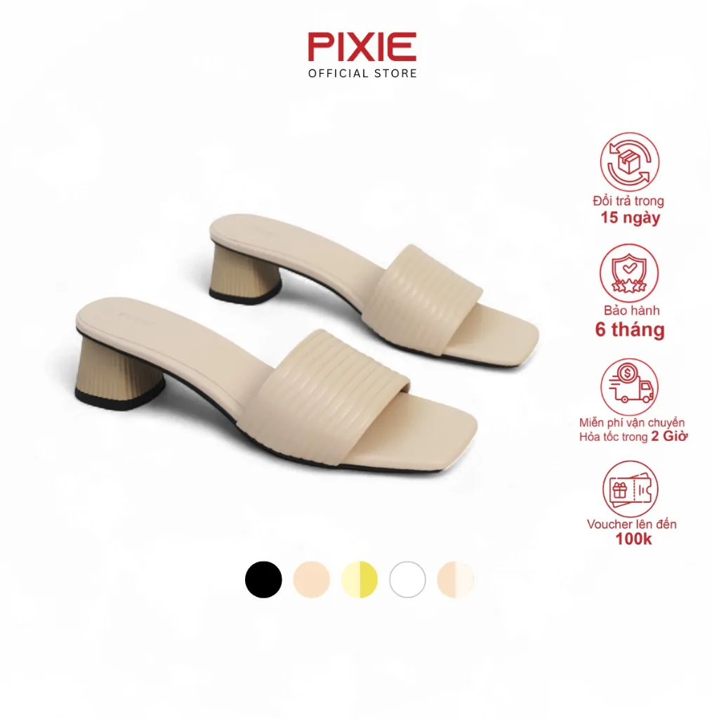 Ảnh Guốc Cao Gót Nữ 5cm Quai Kẻ Ngang Pixie E117 1