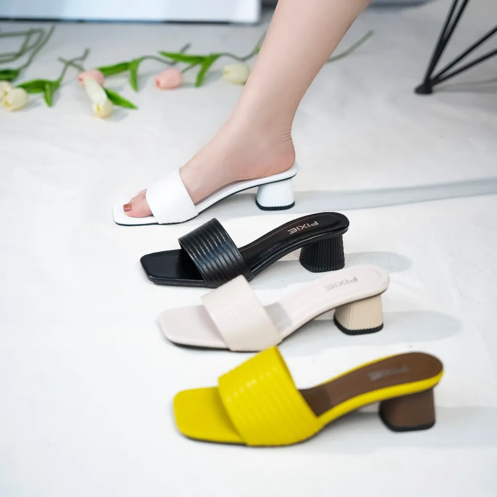 Ảnh Guốc Cao Gót Nữ 5cm Quai Kẻ Ngang Pixie E117 3