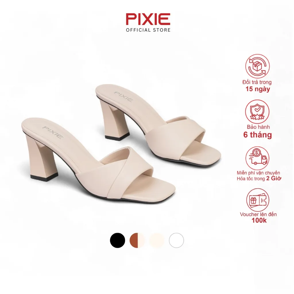 Ảnh Guốc Cao Gót Nữ 7cm Kiểu Quai Ngang Pixie H090 1