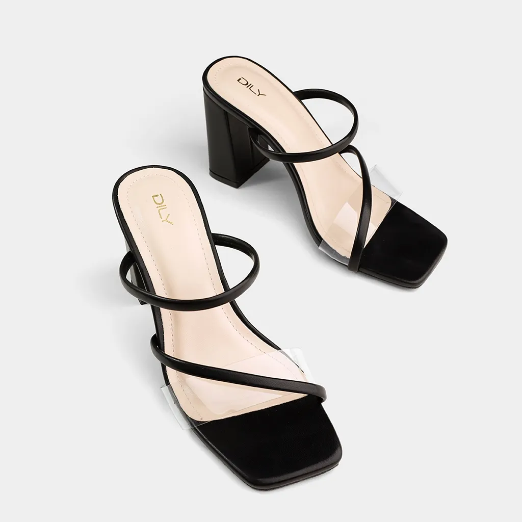 Ảnh Guốc cao gót nữ DILY quai thanh mảnh trong suốt, sandal cao gót nữ gót vuông tiện lợi 8cm_AA0359 4
