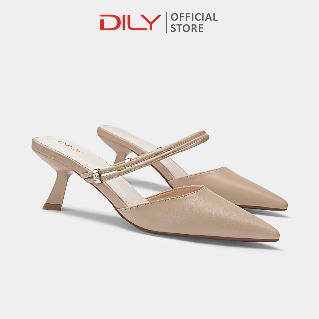 Ảnh Guốc sục nữ DILY mũi nhọn quai 2 dây tiện lợi, dép guốc sục gót nhọn cao 6cm DL0556 1