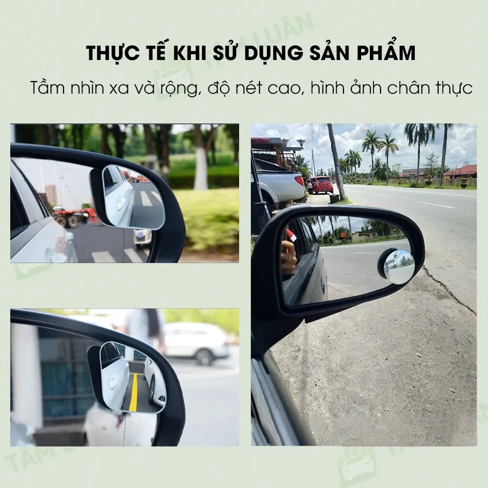 Ảnh Gương cầu lồi ô tô cao cấp xoay 360 độ hình rẻ quạt gắn kính chiếu hậu không viền, xóa điểm mù, phụ kiện oto Tâm Luân 3