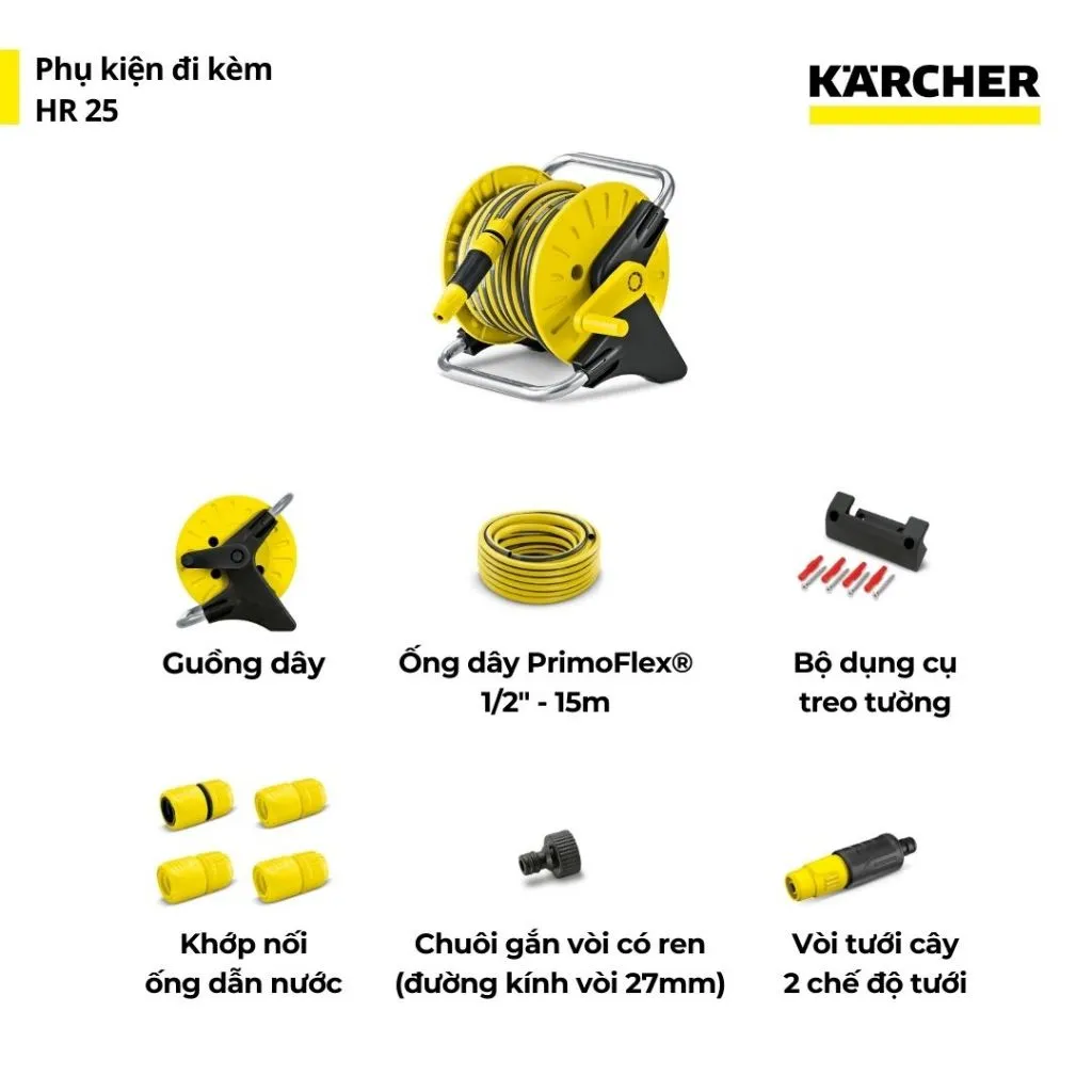 Ảnh Guồng dây Karcher 15 mét hay còn gọi là dây cấp nước HR 25 1