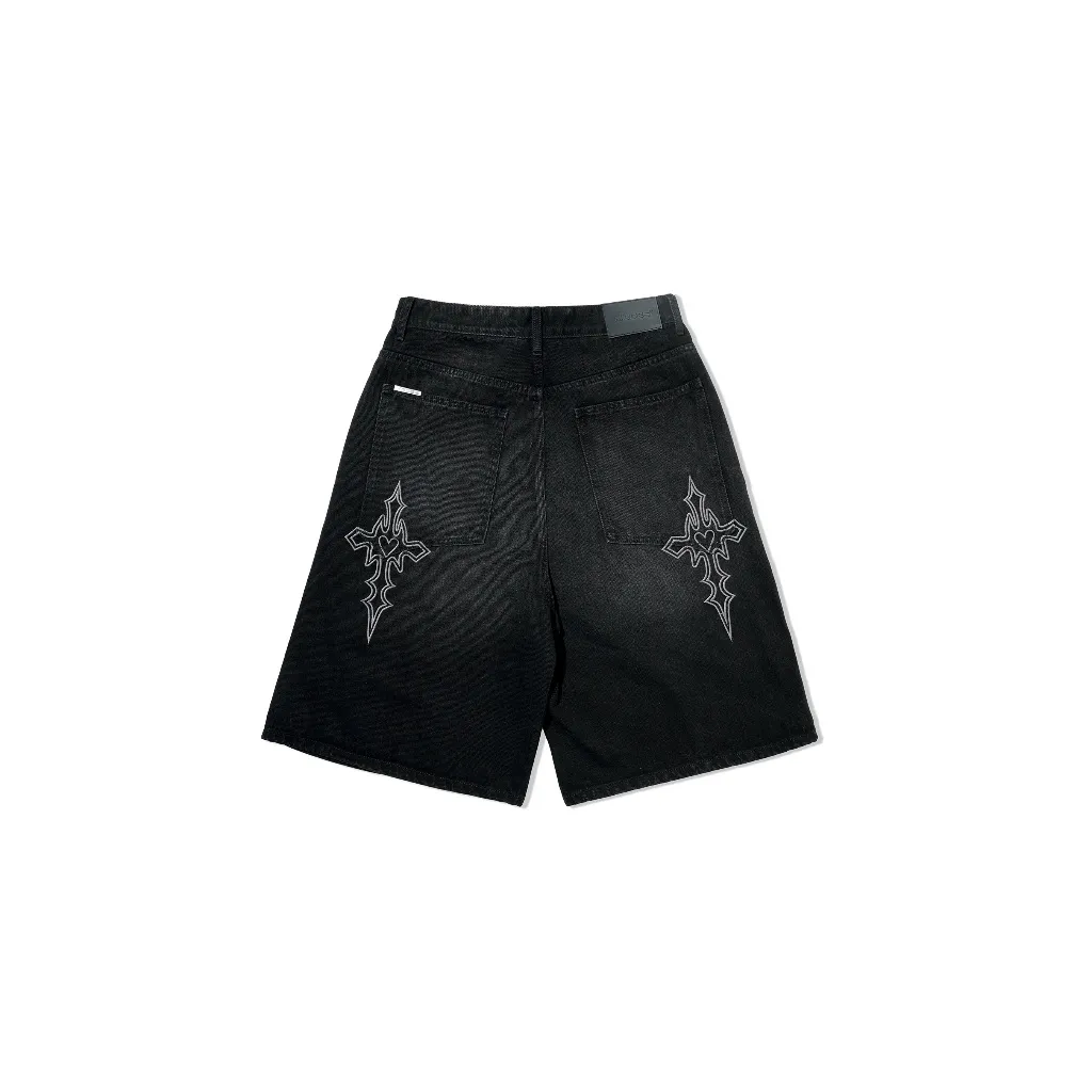 Ảnh HADES Blackout Distress Wash Jean Shorts - HADES Brand chính hãng Quần jean shorts Unisex 2