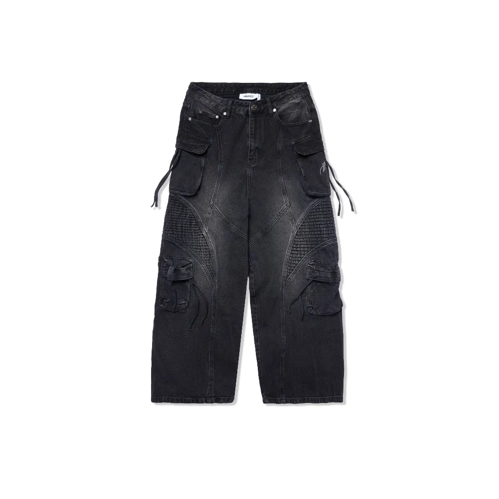 Ảnh HADES Wash Baggy Denim Trousers Đen - HADES Brand chính hãng Quần denim dài unisex 1